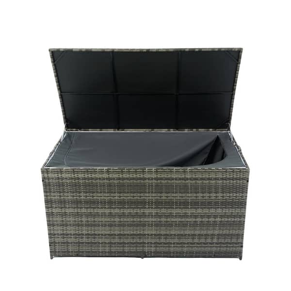 Unbranded 200 Gal. Wicker Outdoor Storage Deck Box with Lid: Versatile Patio Deck Storage