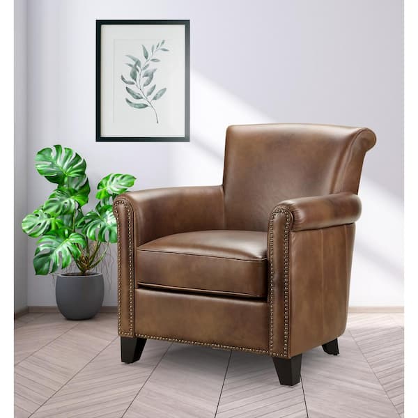DEVON & CLAIRE Berrone Camel Leather Armchair