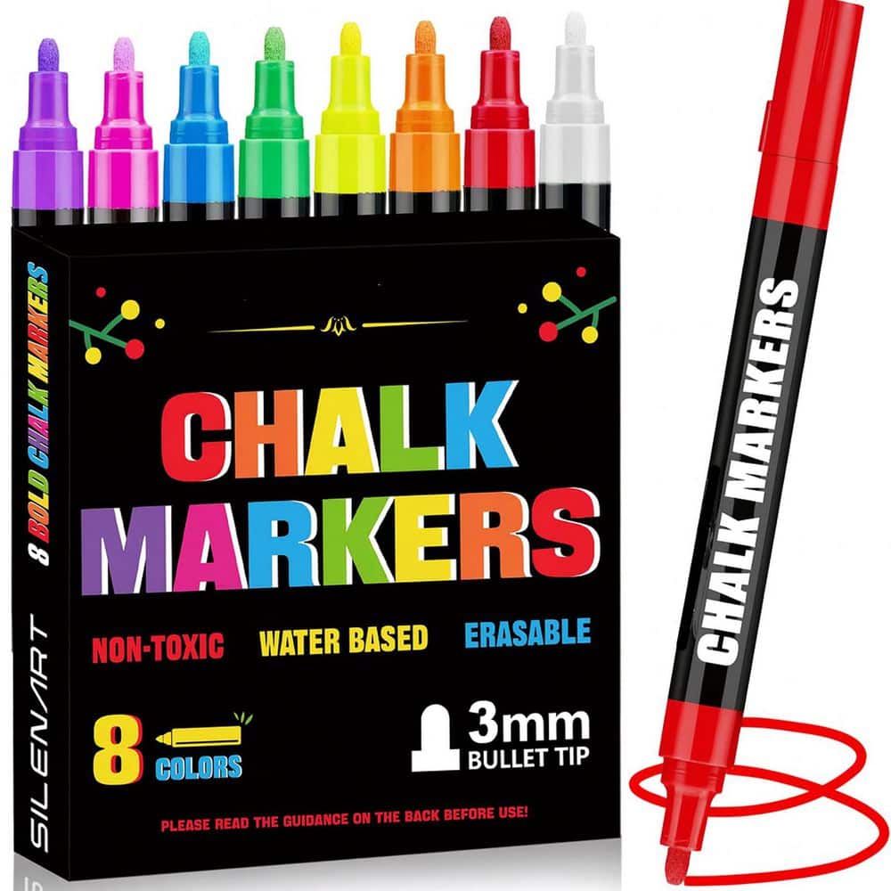 Lazgol Wet Erase Markers Dual Tip, 12 Different Colors, Dual Tip Brush & Fine Overhead Transparency Smudge Free Markers for Dry Erase Whiteboard, Fridge Calendars, Glass, Films and any kind of