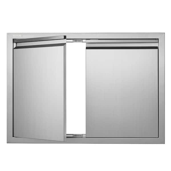 VEVOR Double Outdoor Kitchen Door 30 in. W x 21 in. H BBQ Access Door with Recessed Handles