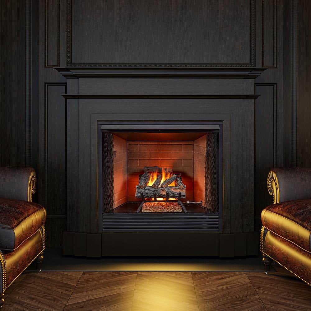 18-Inch Natural Gas Vented Fireplace Log Set with Match Light