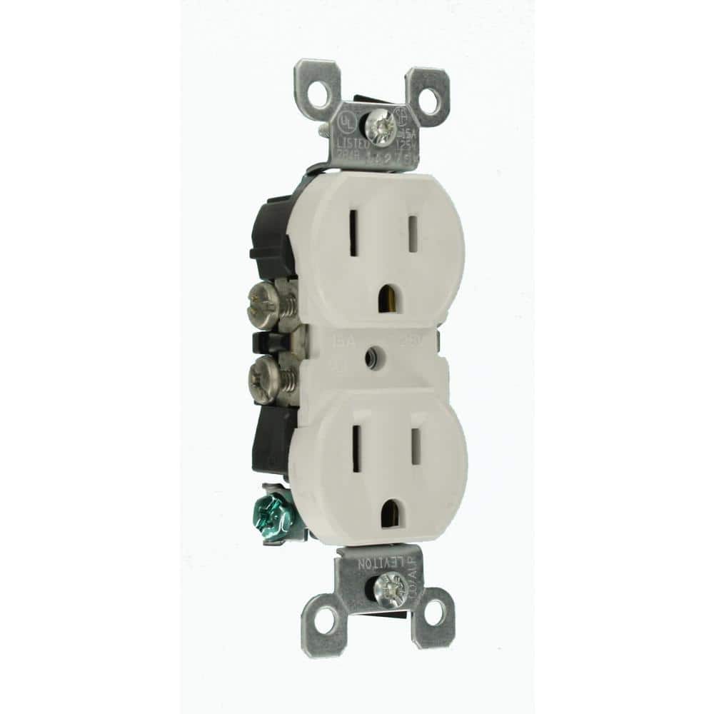Leviton White 15 Amp Duplex In-Wall Outlet with Wall Plate