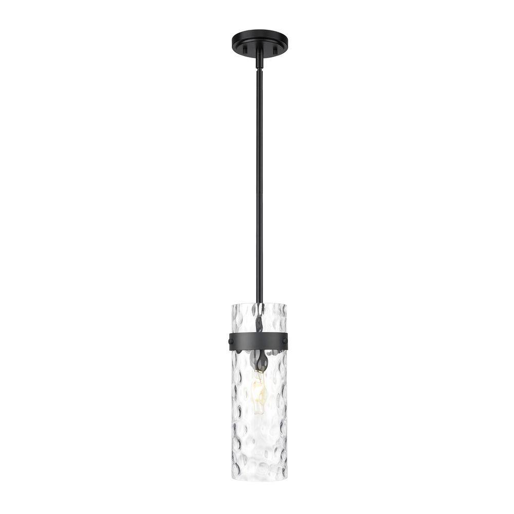 Fontaine 5.75 in. Matte Black 1 Light Pendant with Clear Water Glass Shade