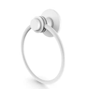Mercury Collection Towel Ring with Dotted Accent in Matte White