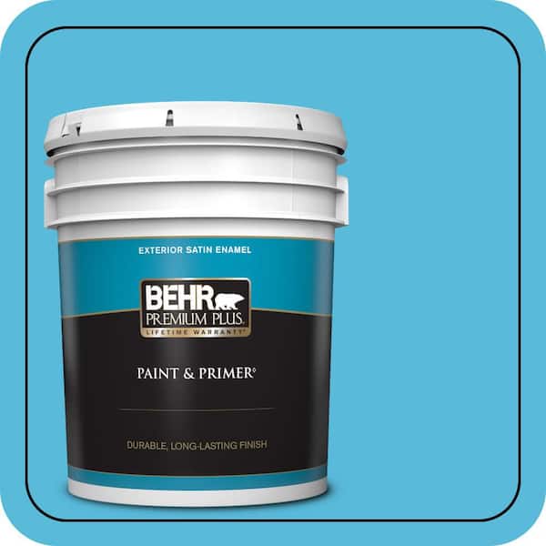 BEHR PREMIUM PLUS 5 gal. #530B-5 Azurean Satin Enamel Exterior Paint & Primer