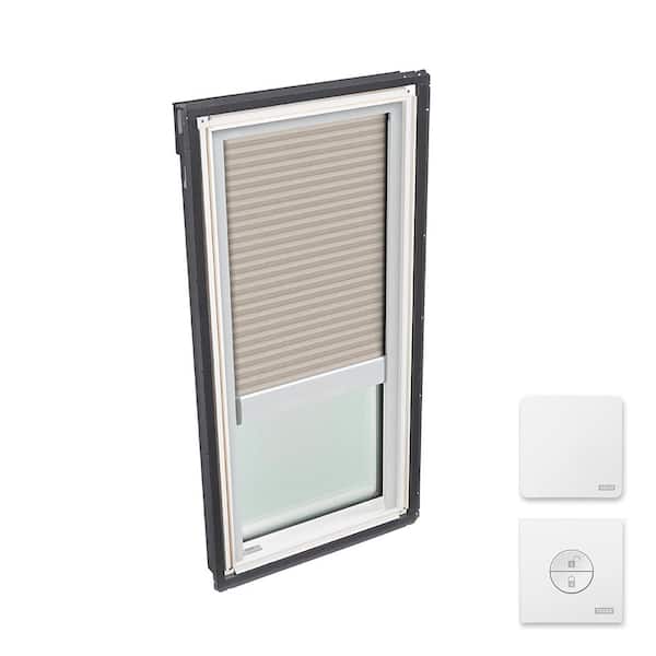 VELUX 21 x 37-7/8 in. Fixed Deck Mount Skylight with Laminated LowE3 Glass & Classic Sand Solar Powered Light Filtering Blind