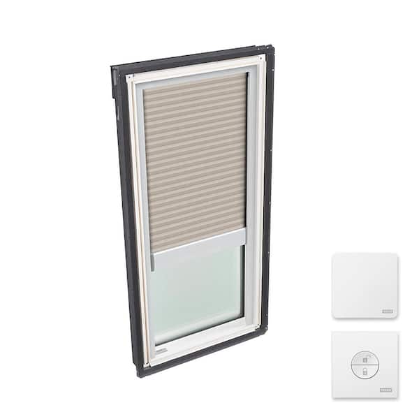 VELUX 30-1/16 x 37-7/8 in. Fixed Deck Mount Skylight, Laminated LowE3 Glass, Classic Sand Solar Powered Light Filtering Blind