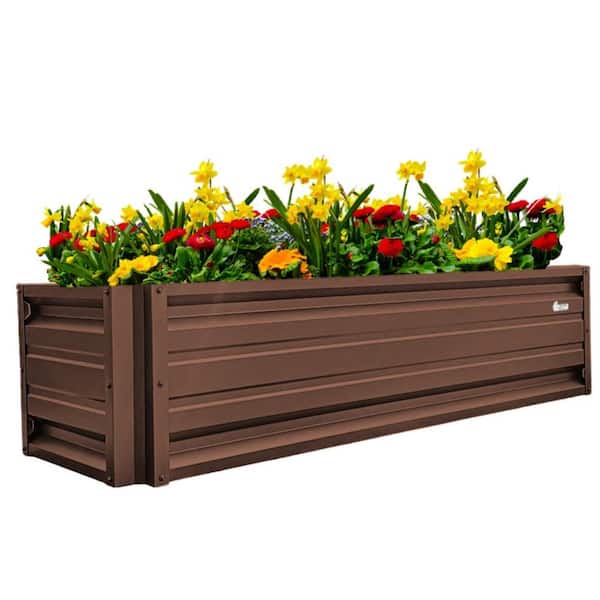 ALL METAL WORKS 24 inch by 72 inch Rectangle Cocoa Brown Metal Planter Box