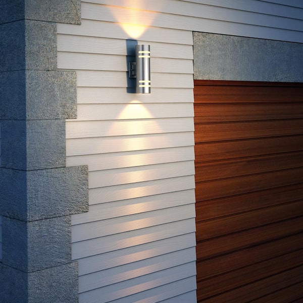 Artika V3 Stream Stainless Steel Modern Outdoor Hardwired Garage and Porch Light Cylinder Sconce