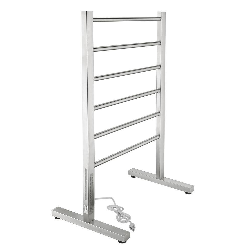 Brushed Nickel 6-Bar Stainless Steel Floor Towel Warmer