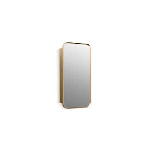 Verdera 15 in. W x 30 in. H Rectangular Framed Moderne Brushed Gold Recessed/Surface Mount Medicine Cabinet with Mirror