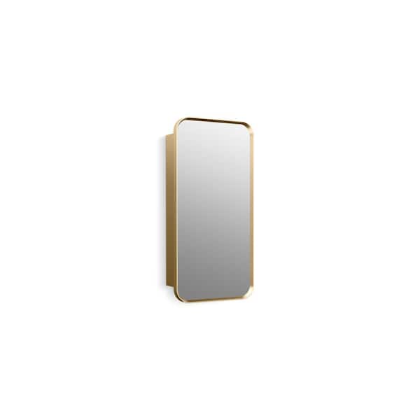KOHLER Verdera 15 in. W x 30 in. H Rectangular Framed Moderne Brushed Gold Recessed/Surface Mount Medicine Cabinet with Mirror