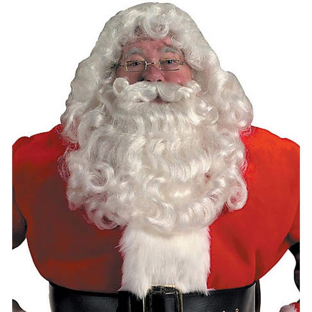 DELUXE Professional White Santa Claus Wig Beard Father Christmas Fancy Dress 