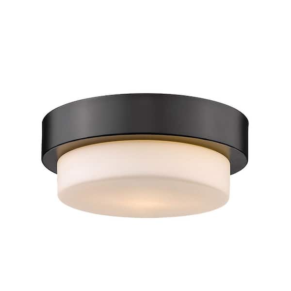 Golden Lighting 9 in. 1-Light Black Flush Mount