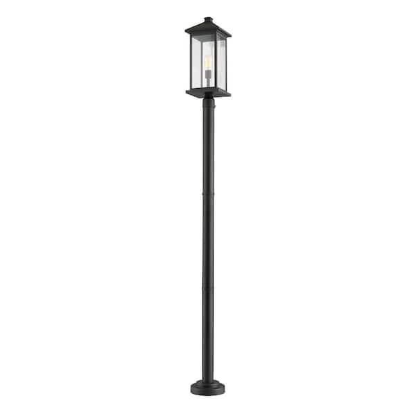 Unbranded Portland 1-Light Black 97 in. Aluminum Hardwired Outdoor Weather Resistant Post Light Set with No Bulb included