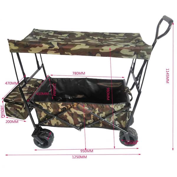 Collapsible Garden Folding Wagon Cart with Canopy-Camouflage 