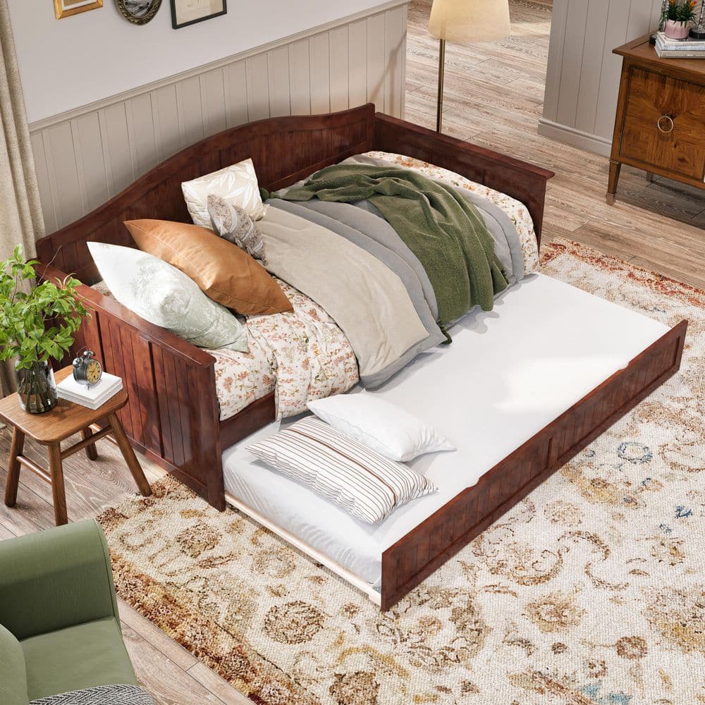 Nantucket Walnut Twin Wood Daybed with Trundle and Drawer