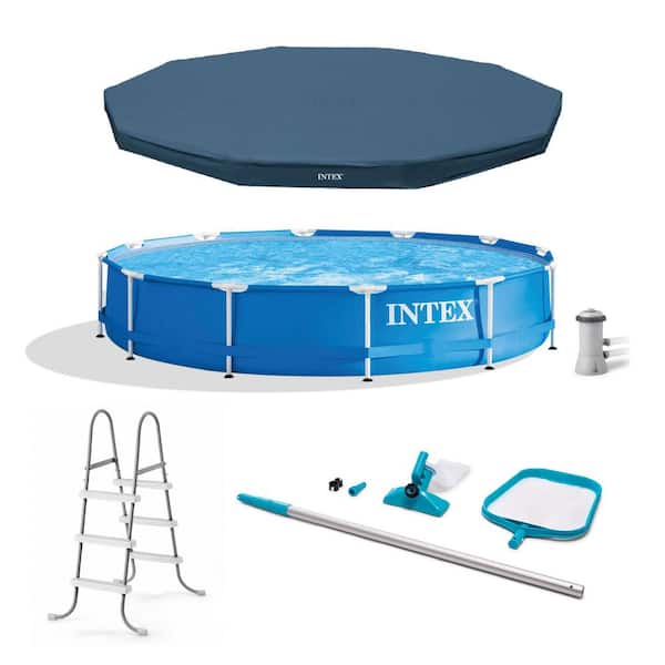 12 ft. x 2.5 ft. Metal Frame Above Ground Pool with Filter and Accessories, Round
