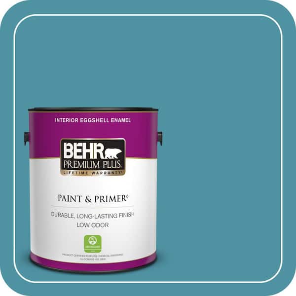 BEHR PREMIUM PLUS 1 gal. #530D-6 Teal Bayou Eggshell Enamel Low Odor Interior Paint & Primer