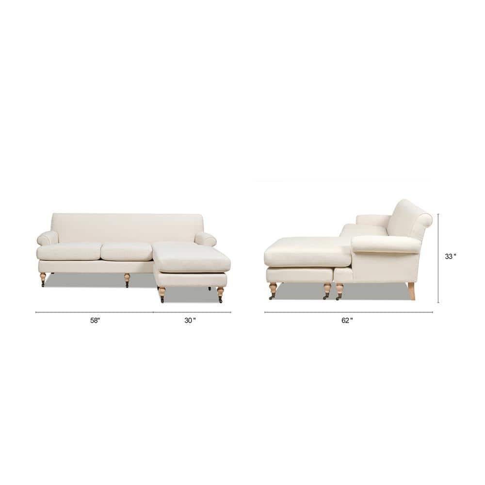 Alana 88" Light Beige Linen Reversible L-Shape Sectional Sofa
