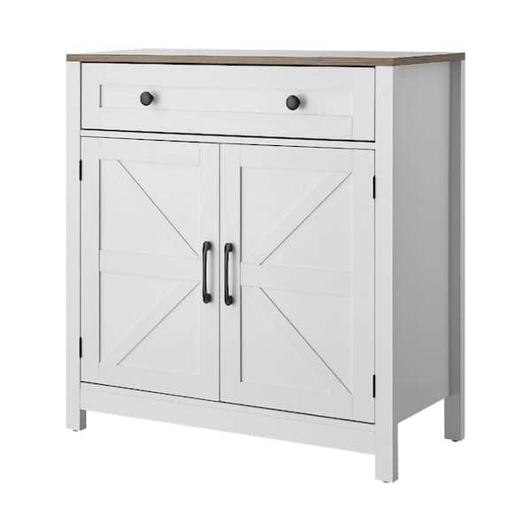 Coffee Bar Cabinet with Drawer and 2 Barn Doors, Buffet Sideboard for Kitchen/Entryway, 29.5 x 14.7 x 31.5 in.