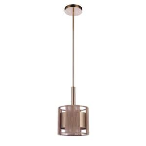 Kensey 60-Watt 1-Light Satin Brass Finish Dining/Kitchen Island Mini Pendant Light w/HempRope Shade, No Bulbs Included