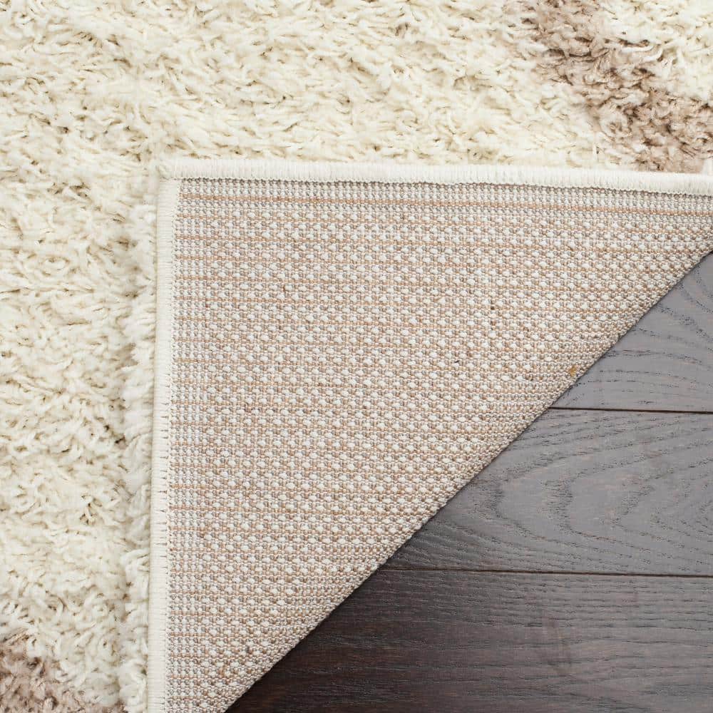 Ivory & Beige Luxe Shag 8' x 10' Hand-knotted Synthetic Rug