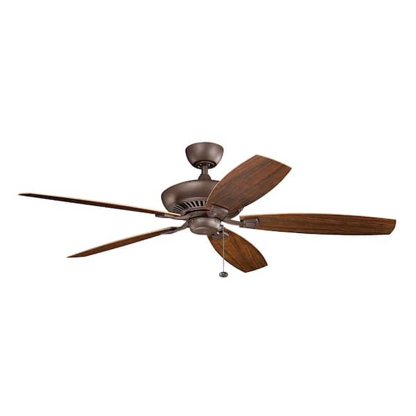 KICHLER Canfield XL Patio 60 in. Indoor/Outdoor Tannery Bronze Powder Coat Downrod Mount Ceiling Fan with Pull Chain