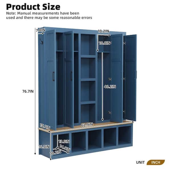 aisword Blue Farmhouse 4-in-1 Hall Tree with Hanging