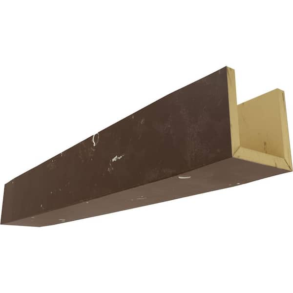 Ekena Millwork 8 in. x 6 in. x 8 ft. 3-Sided (U-Beam) Knotty Pine Vintage Mahogany Faux Wood Ceiling Beam