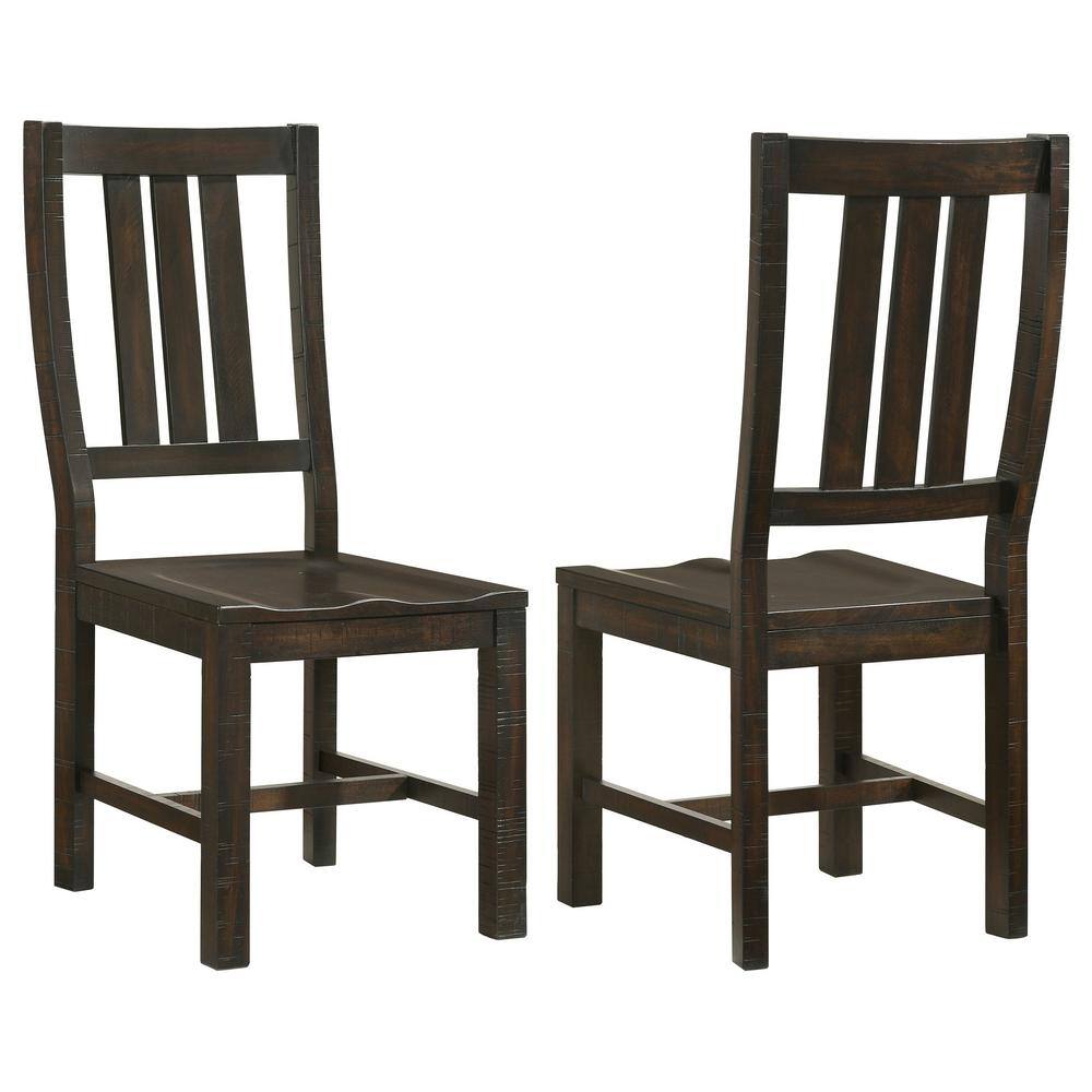 Transitional High Slat-Back Side Chair in Vintage Java, Set of 2