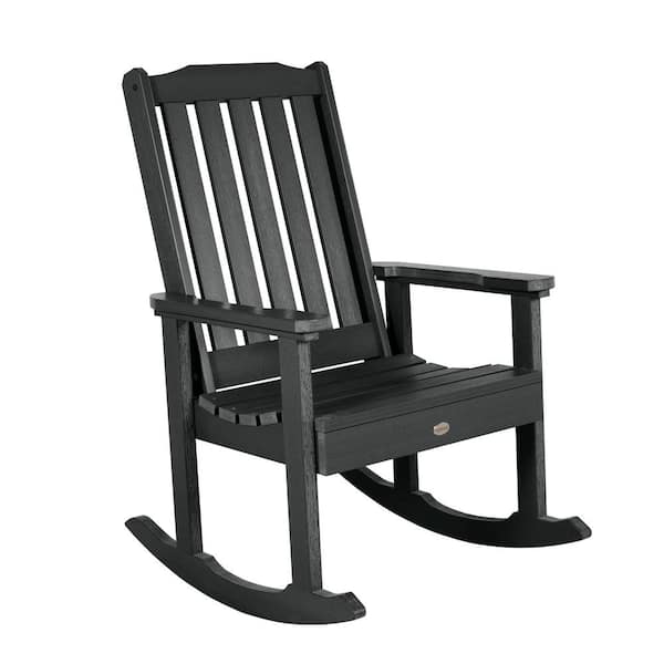 Highwood Lehigh Black Recycled Plastic Outdoor Rocking Chair