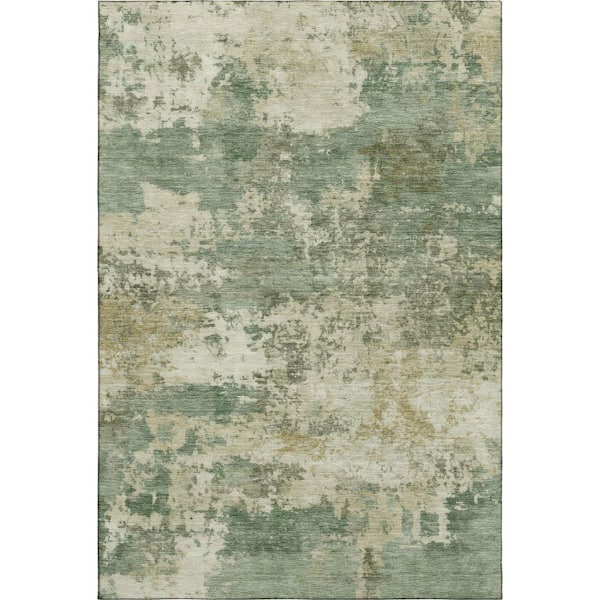 Mayfield Premium Machine Washable Abstract AMF2366 Sage 3 ft. x 5 ft. Area Rug