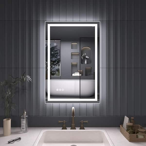 Zen 20 in. W x 30 in. H Rectangular Frameless LED Light Anti-Fog Wall Bathroom Vanity Mirror in Polished Crystal