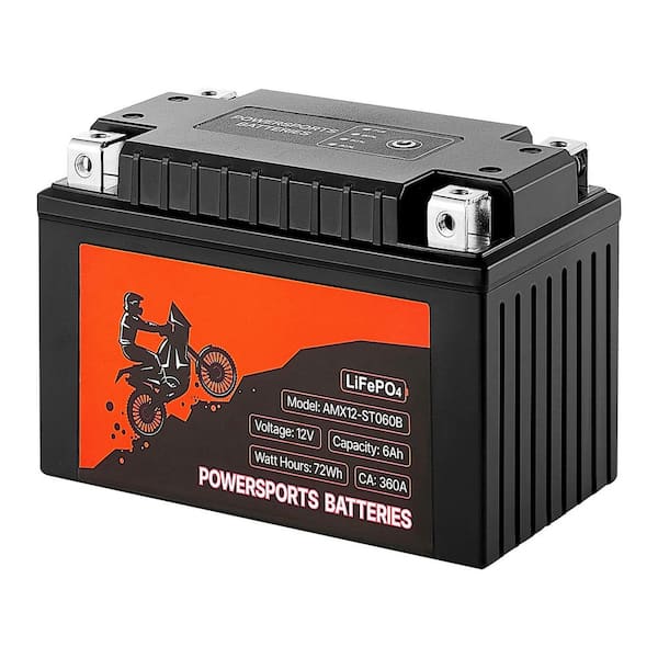 Motorcycle Battery 12 Volt 6Ah LiFePO4 Lithium Pre-Charged Powersports Battery Maintenance Free and High Performance