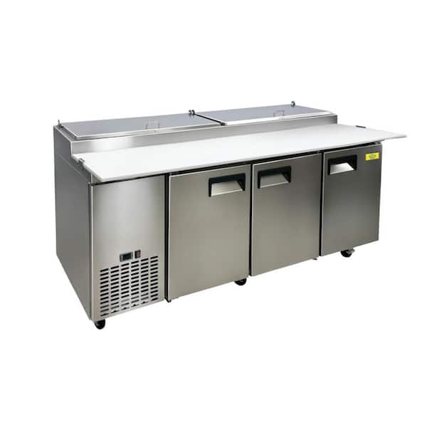 Elite Kitchen Supply 92 in. 24.2 cu. ft. Commercial Refrigerator Pizza Prep Table EIL3 Stainless