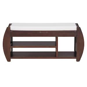 Espresso Dining Bench with Cushion and Curved Side Panel 42 in.