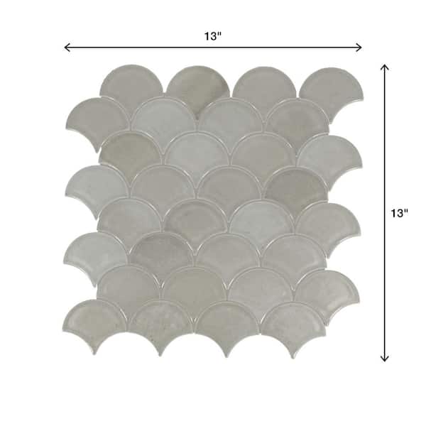 Daltile Miramo Oyster 13 in. x 13 in. Glazed Ceramic Fan
