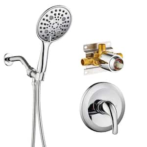 Single-Handle 6-Spray Round High Pressure Shower Faucet in Polished Chrome