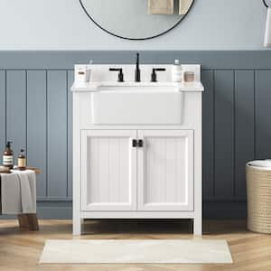 Richfield 31 in. Single Sink Freestanding White Bath Vanity with White Engineered Stone Top and Backsplash Assembled