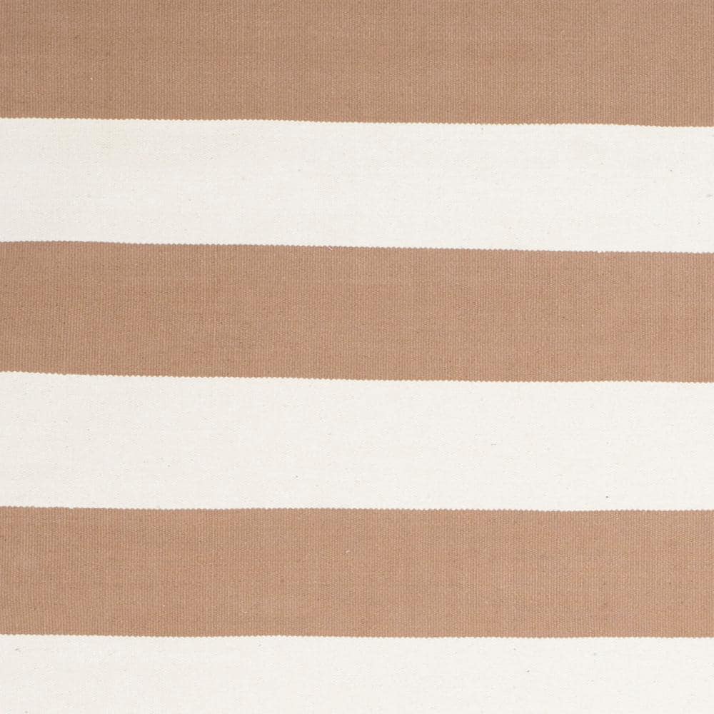 Sand and Ivory Handwoven Cotton Striped Area Rug