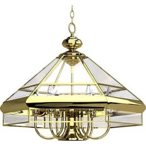 9-Lights Polished Brass Candelabra Chandelier with Clear Beveled Glass