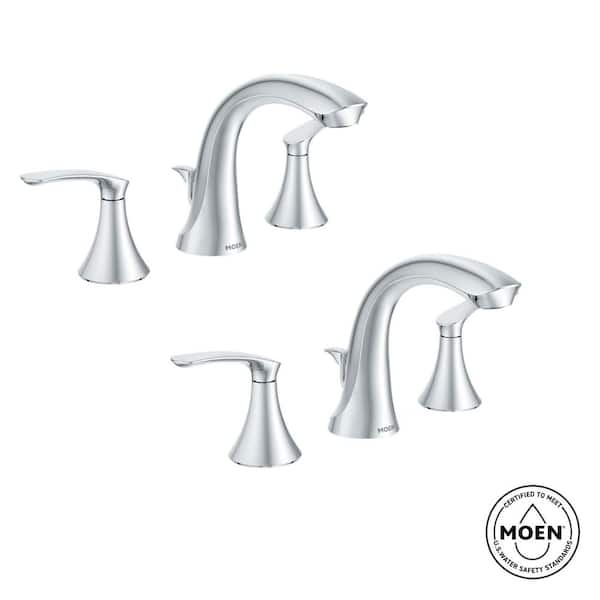 MOEN Darcy 8 in. Widespread 2-Handle High-Arc Bathroom Faucet in Chrome (2-Pack) (Valve Included)