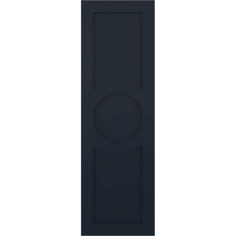 12 in. x 38 in. True Fit PVC Center Circle Arts & Crafts Fixed Mount Flat Panel Shutters Pair in Starless Night Blue price history on PriceWatchPro