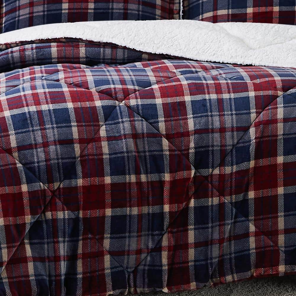 King Blue and Red Reversible Down Alternative Comforter Set
