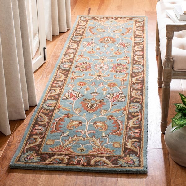 Heritage Blue/Brown 2 ft. x 6 ft. Border Runner Rug
