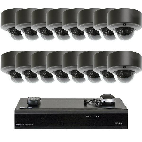GW Security 32-Channel 5MP DVR 4TB HDD Surveillance System with 16 Wired IP Cameras 2.8 - 12 mm Dome Varifocal Zoom 98 ft. IR