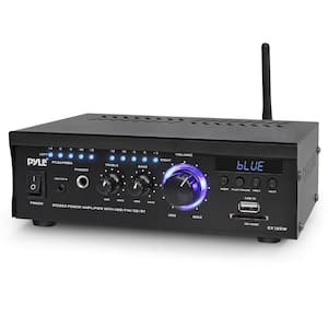 Audio Speaker Power Amplifier System, 2 x 120-Watt Digital Amp w/Headphone jack, MP3/USB/SD/MMC Card Reader/FM Radio