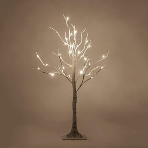 Lighted Artificial 3 ft. Birch Tree with 36 Warm White LED Lights