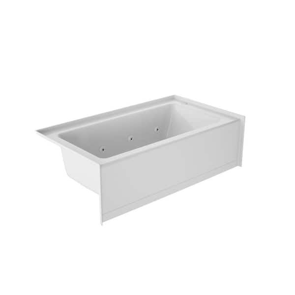 JACUZZI SIGNATURE Low Profile 60 in. x 32 in. Whirlpool Bathtub with Left Drain in White with Heater